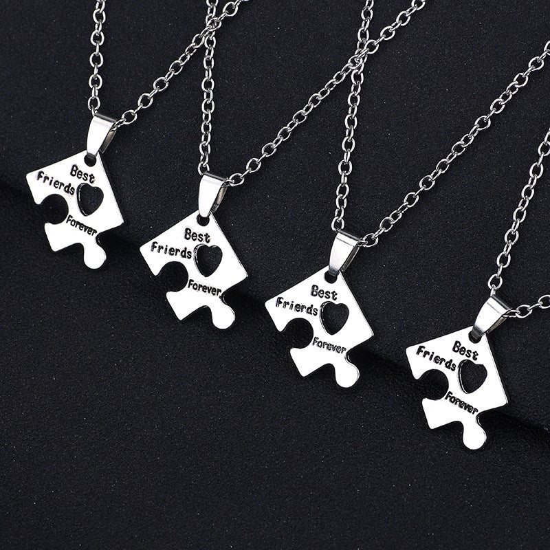 Good Friend Female Stitching Letter Diamond Heart Necklaces