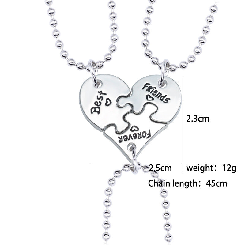 Good Friend Female Stitching Letter Diamond Heart Necklaces