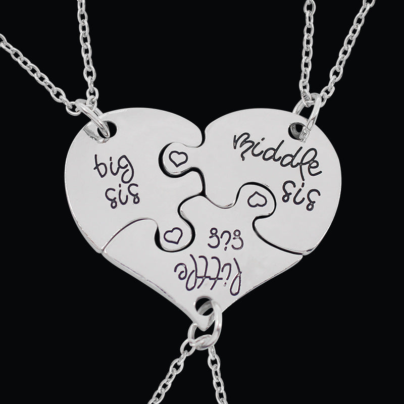 Good Friend Female Stitching Letter Diamond Heart Necklaces