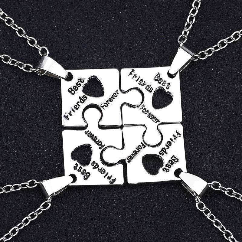 Good Friend Female Stitching Letter Diamond Heart Necklaces