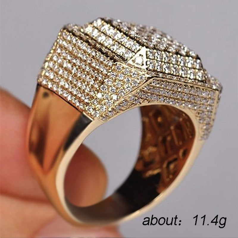 Men's Popular Domineering Square Micro Setting Alloy Rings
