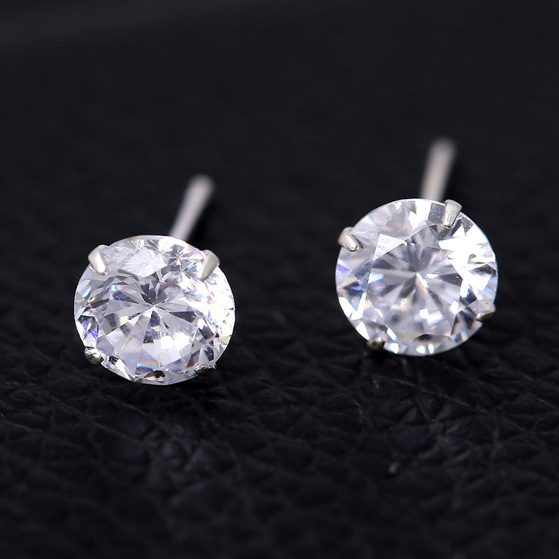 Women's & Men's Sier With Diamonds Round Square Colorful Earrings