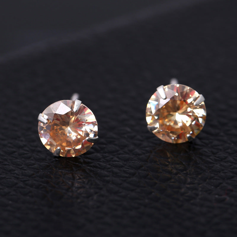 Women's & Men's Sier With Diamonds Round Square Colorful Earrings