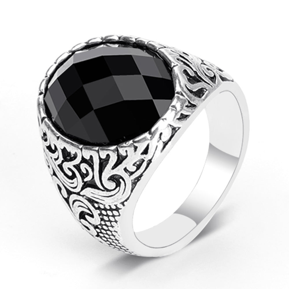 Men's Retro Big Gem Domineering Exquisite Totem Rings