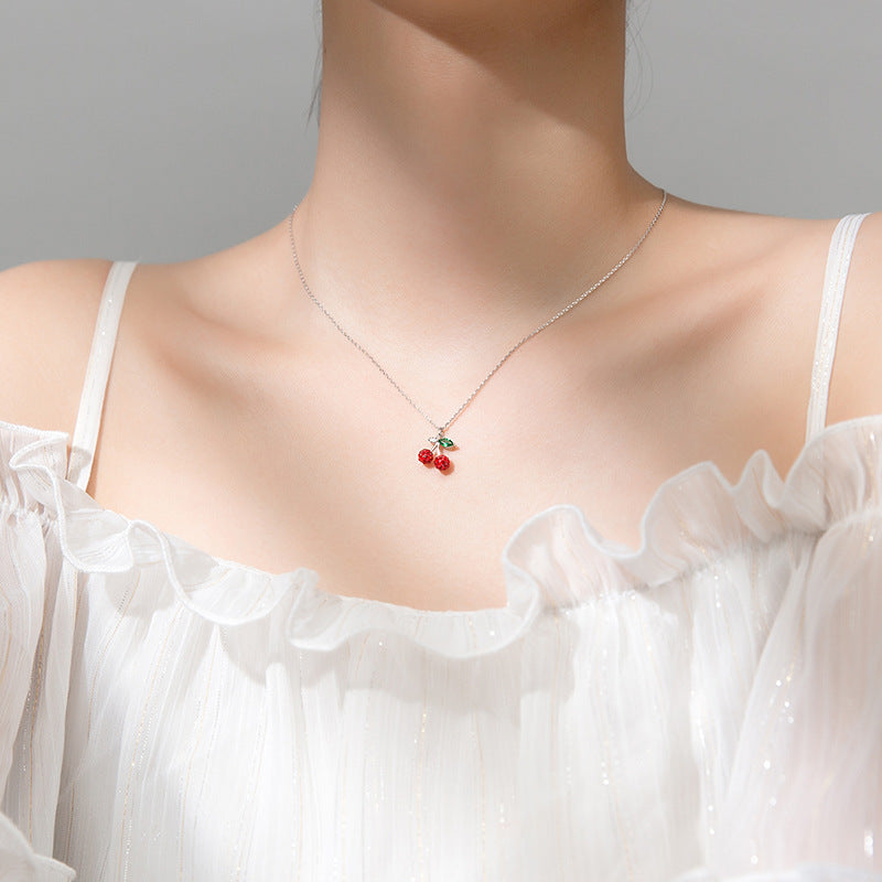 Love Lodge Sier Fresh Sweet Cherry Mori Necklaces