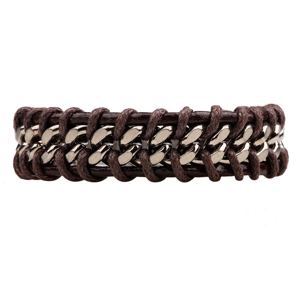 Men's Genuine Leather Personalized Popular Fashion Chain Bracelet