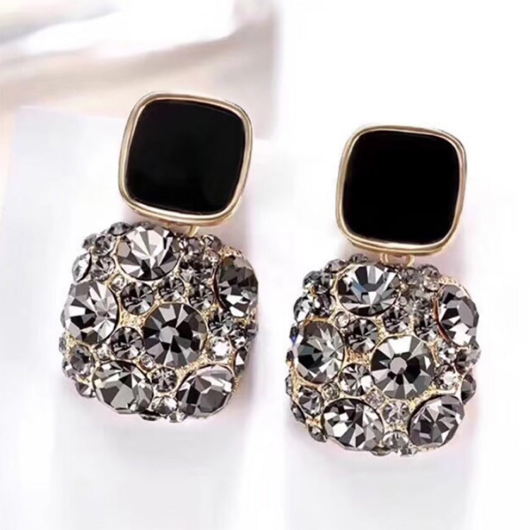 Women's Geometric Square Long Painting Oil Personalized Graceful Earrings