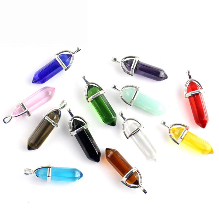 Natural Stone Hexagon Prism Fashion Crystal Necklaces