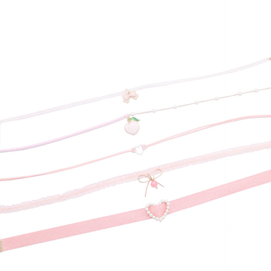 Soft Female Accessories Pink Collar Peach Heart Necklaces