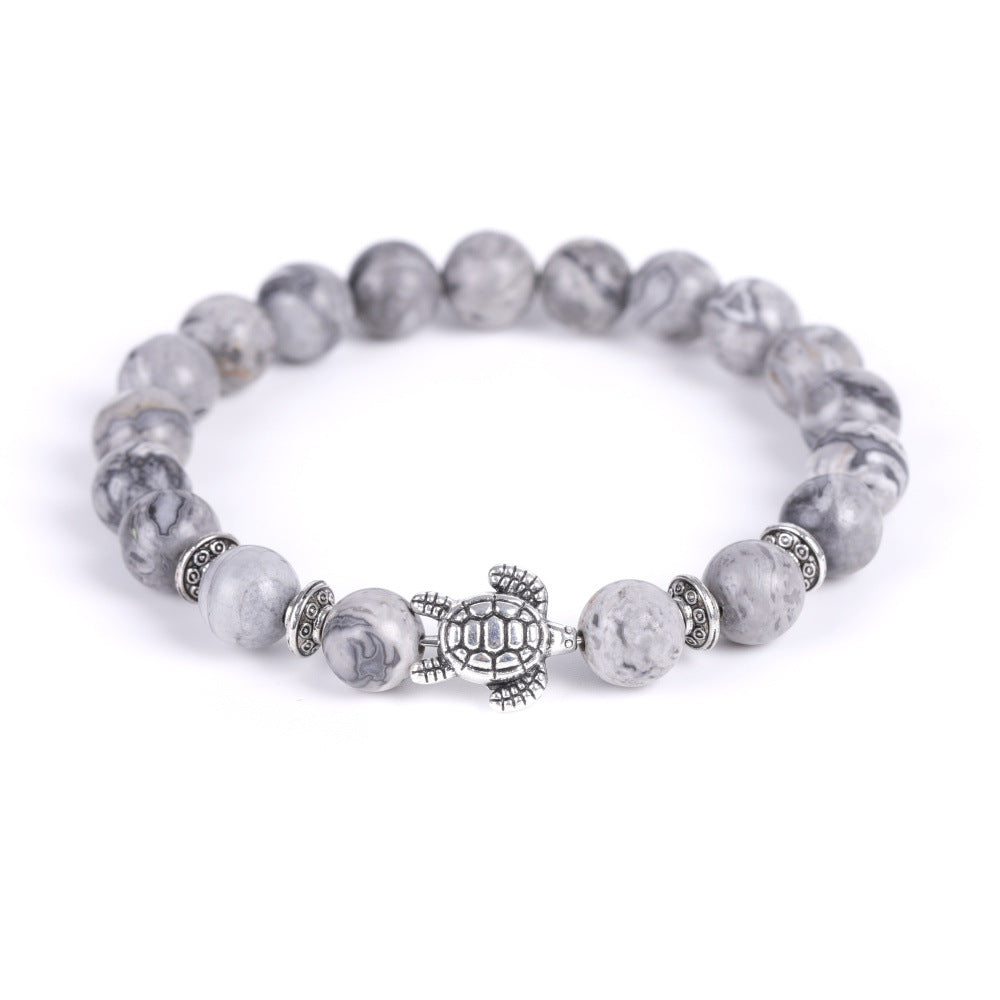 Electroplated Turtle Map Stone India Agate Bracelets