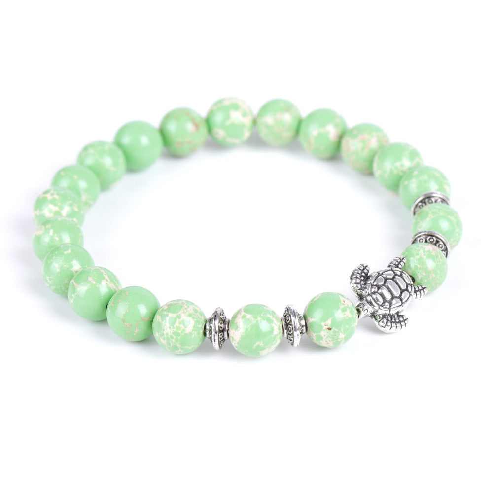 Electroplated Turtle Map Stone India Agate Bracelets