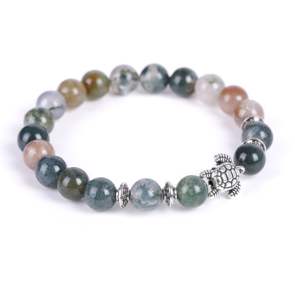 Electroplated Turtle Map Stone India Agate Bracelets