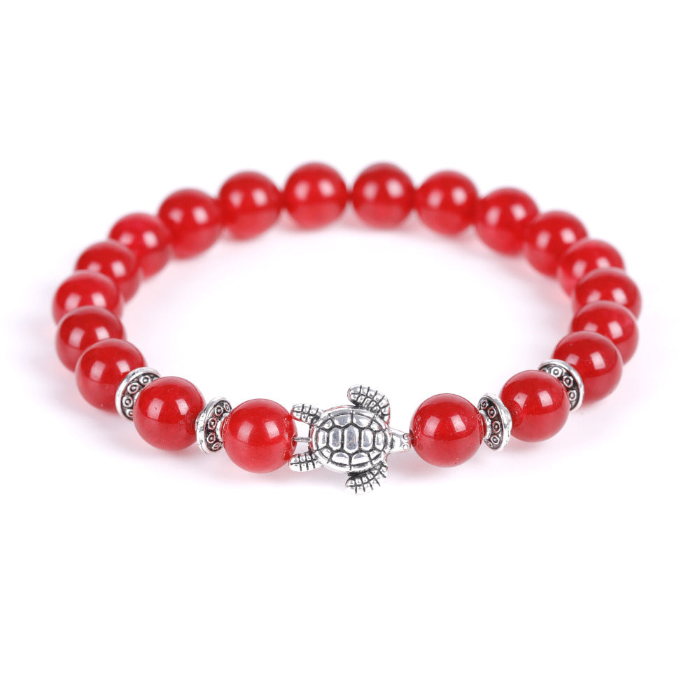 Electroplated Turtle Map Stone India Agate Bracelets