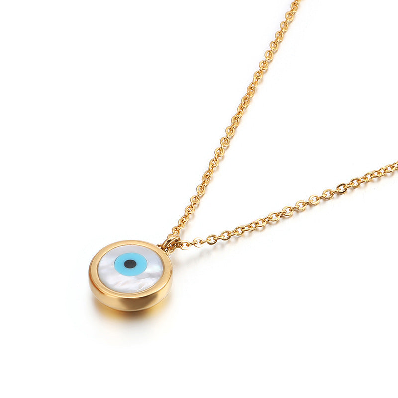 Women's Real Gold Ornament Devil's Eye Trend Necklaces