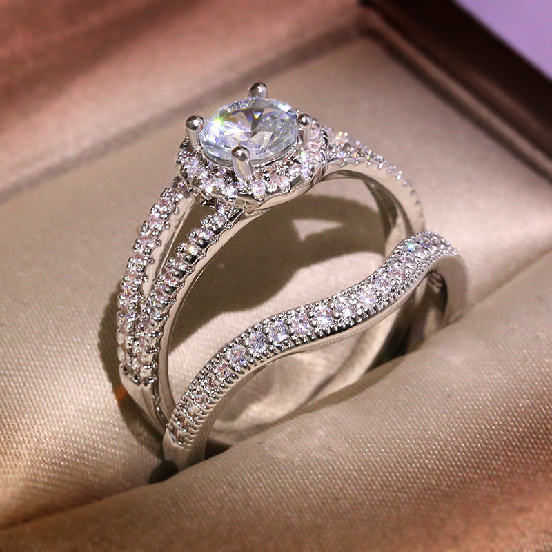 Double Layer Tiger Claws Square Zircon Ring
