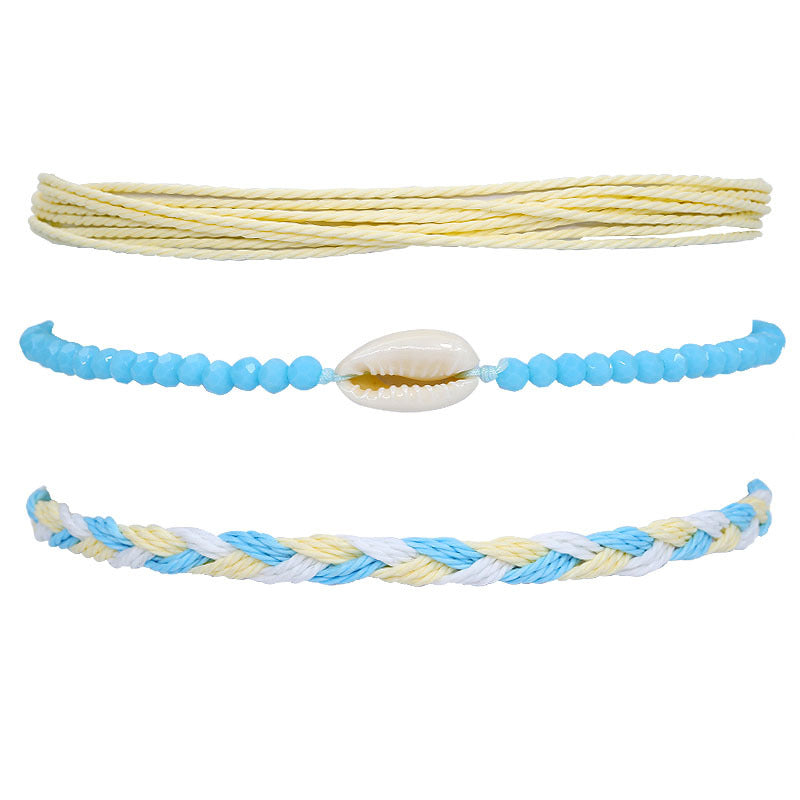 Waterproof Wax Line Shell Beaded Hand Bracelets