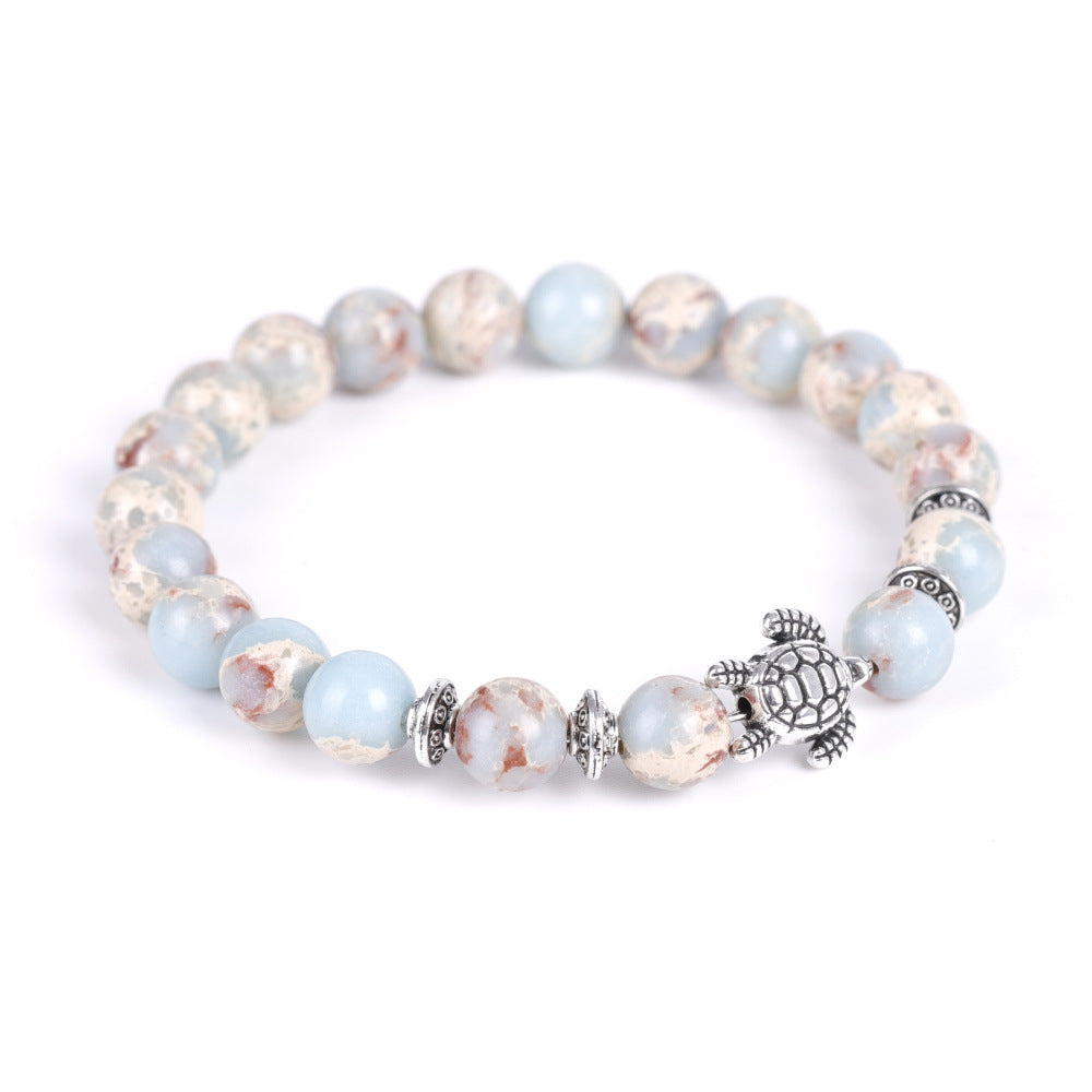Electroplated Turtle Map Stone India Agate Bracelets
