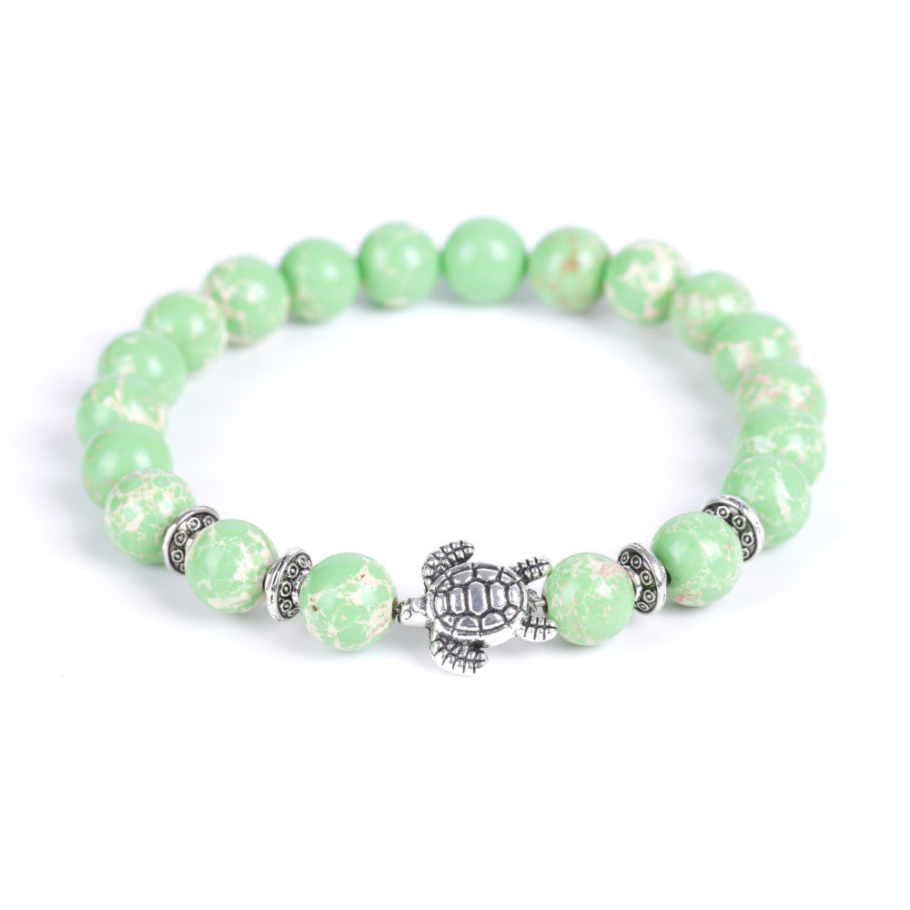 Electroplated Turtle Map Stone India Agate Bracelets