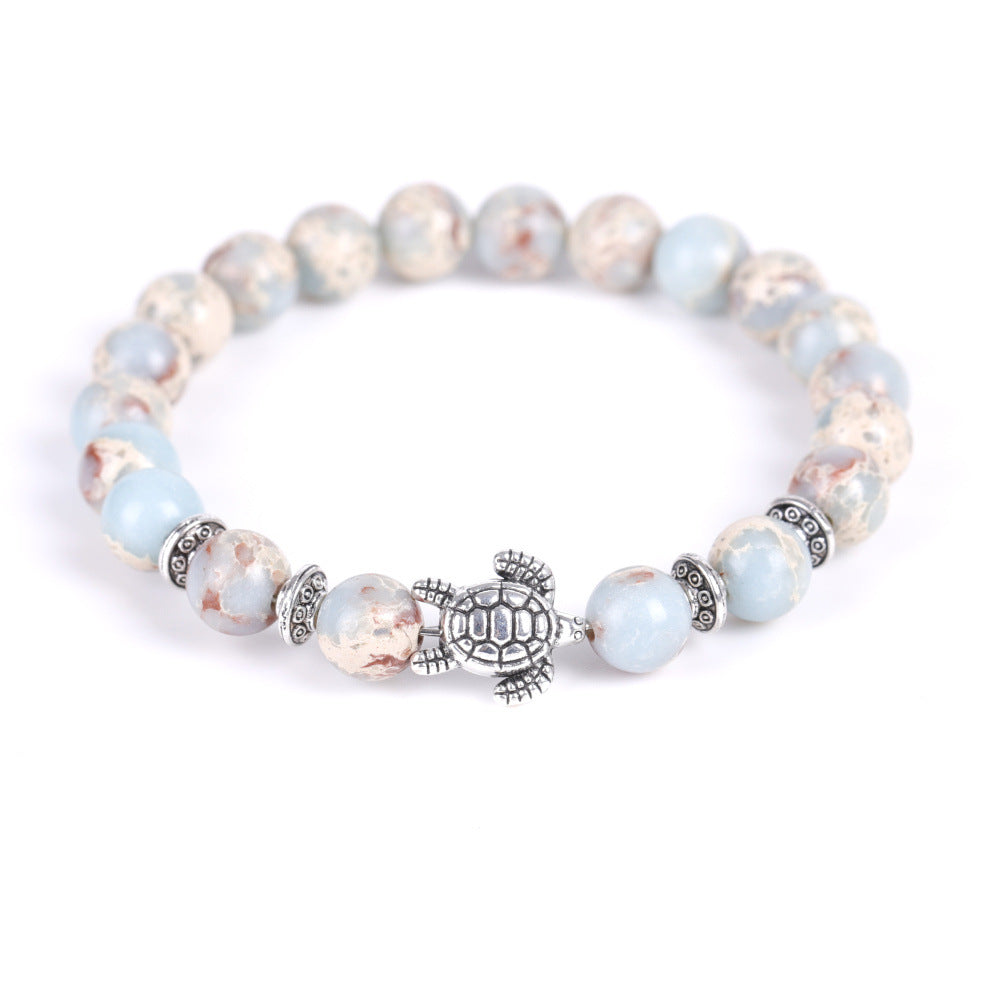 Electroplated Turtle Map Stone India Agate Bracelets