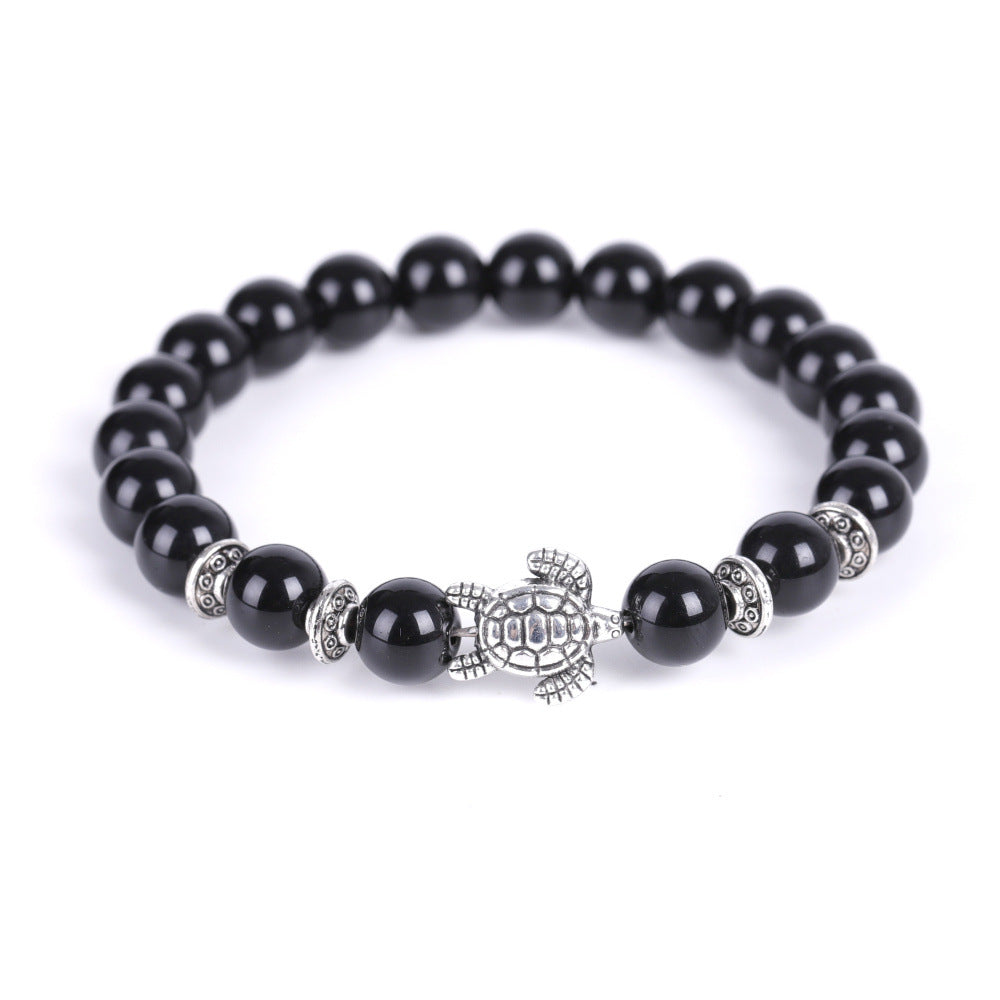 Electroplated Turtle Map Stone India Agate Bracelets