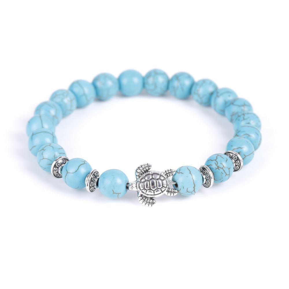 Electroplated Turtle Map Stone India Agate Bracelets