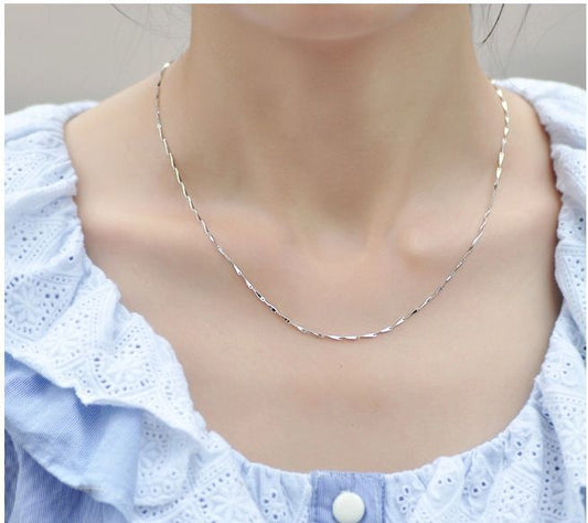 Long Extended Chain Water Wave Sier Necklaces