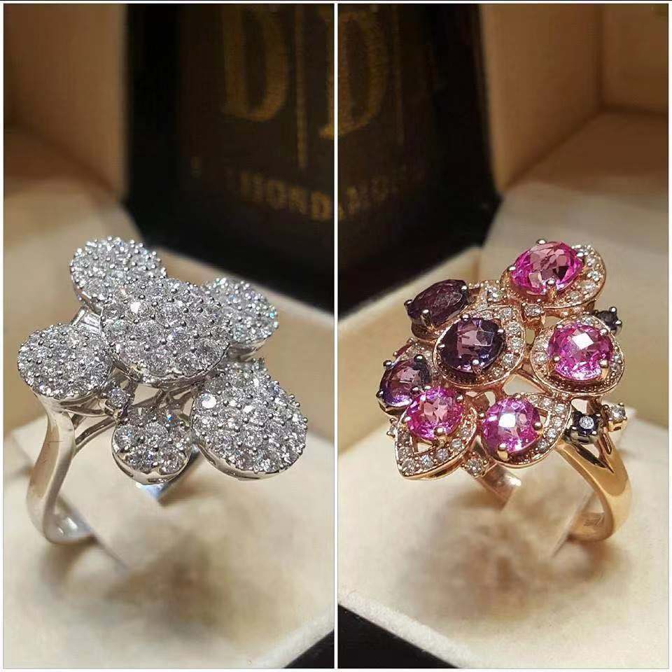 Gold-plated Inlaid Colorful Zircon Creative Style Oversized Flower Ring