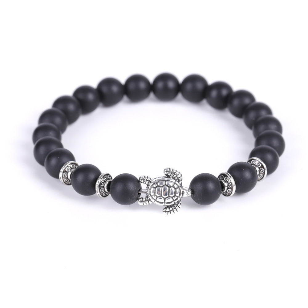 Electroplated Turtle Map Stone India Agate Bracelets