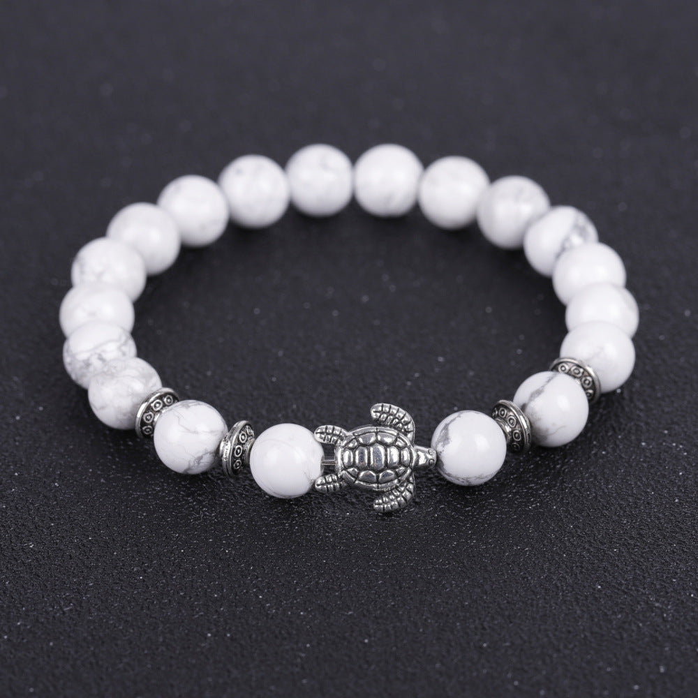 Electroplated Turtle Map Stone India Agate Bracelets