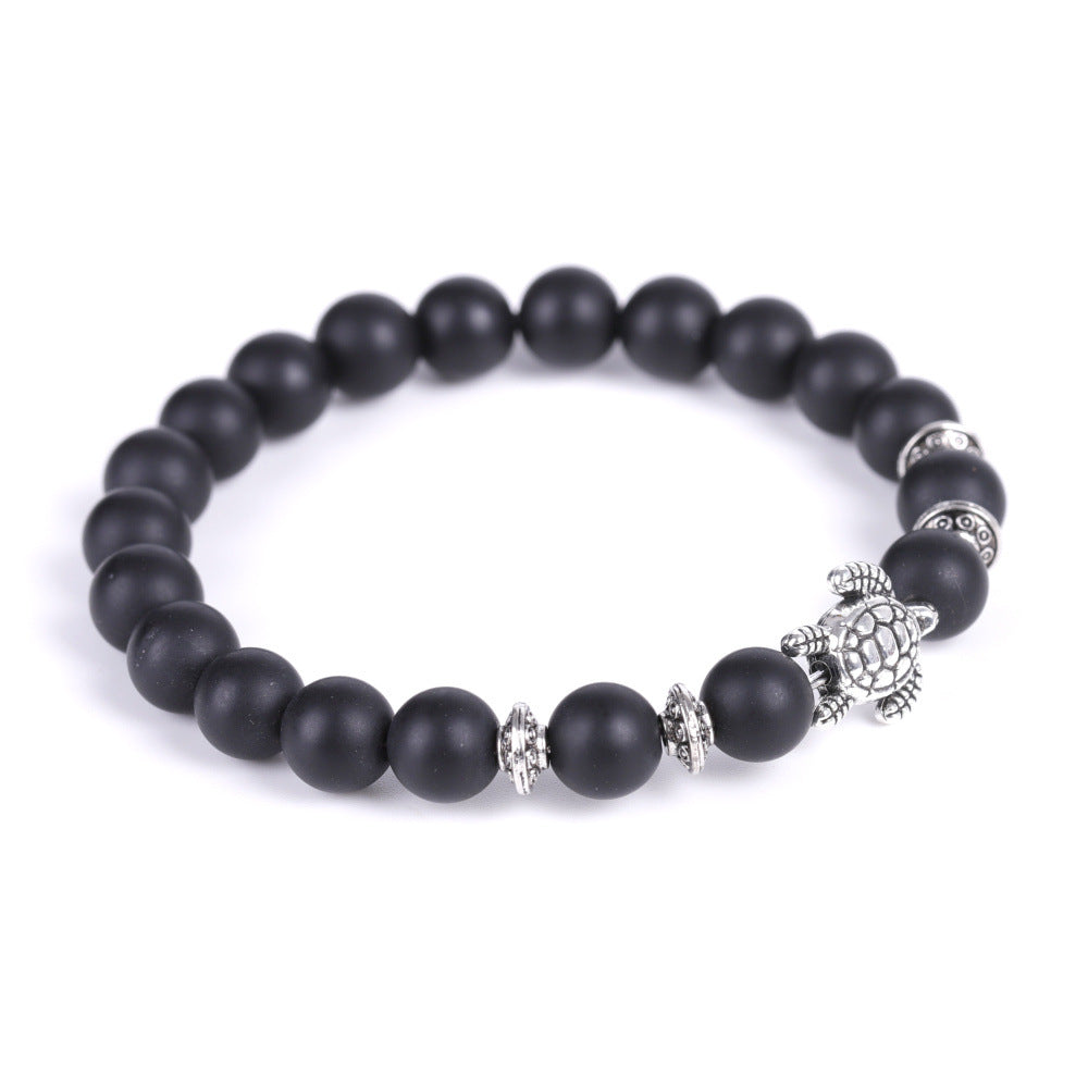 Electroplated Turtle Map Stone India Agate Bracelets