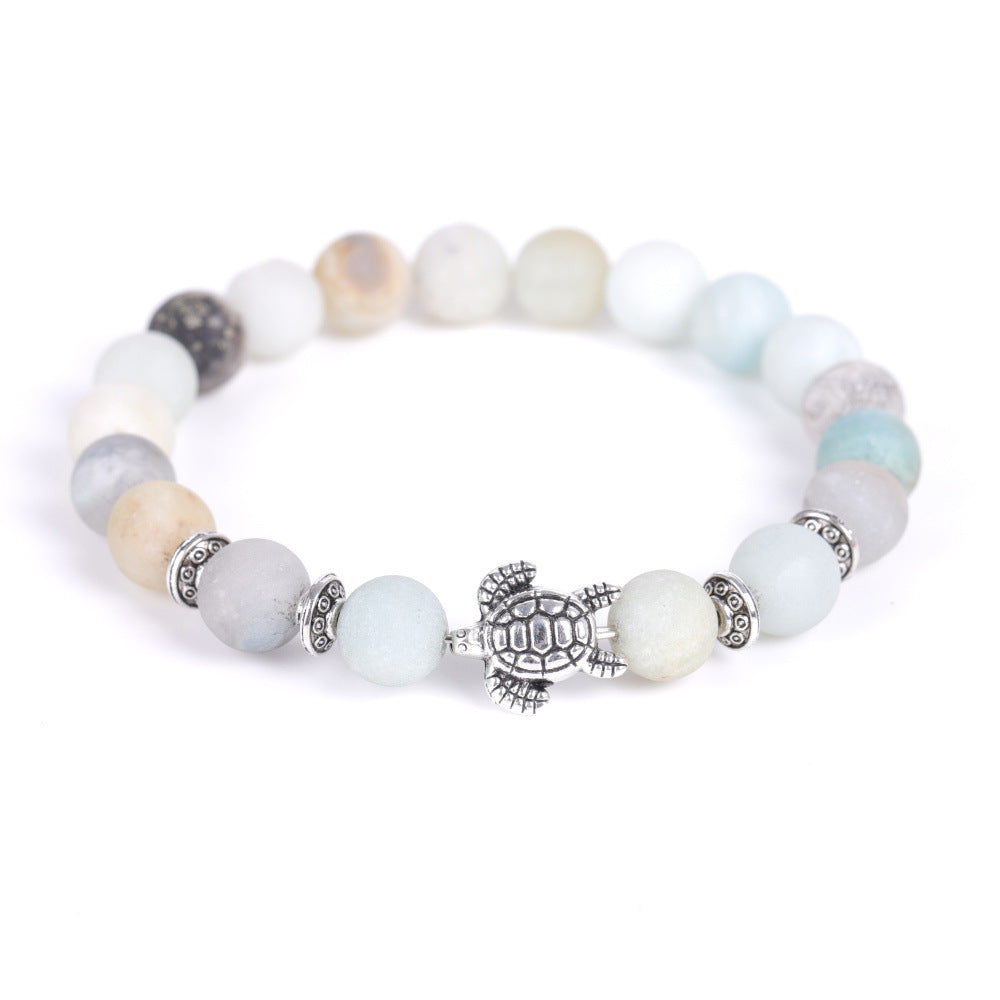 Electroplated Turtle Map Stone India Agate Bracelets