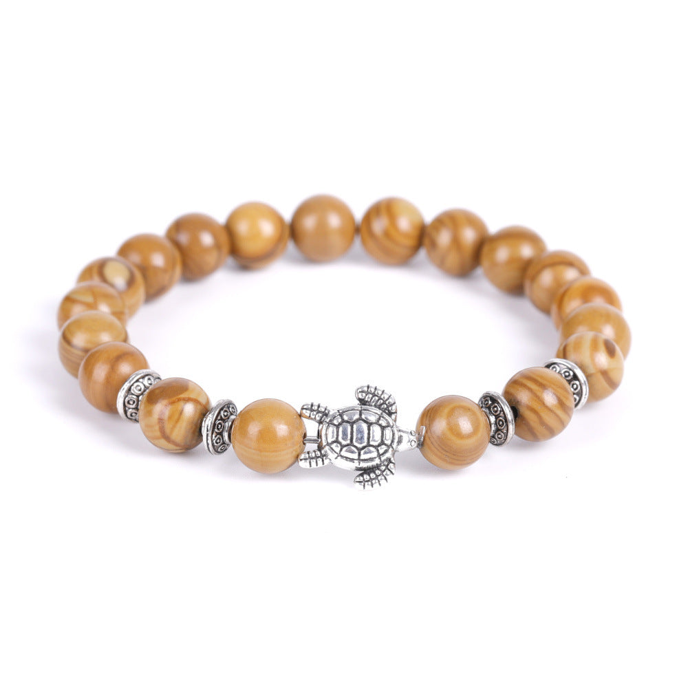 Electroplated Turtle Map Stone India Agate Bracelets