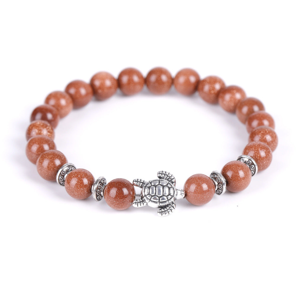 Electroplated Turtle Map Stone India Agate Bracelets