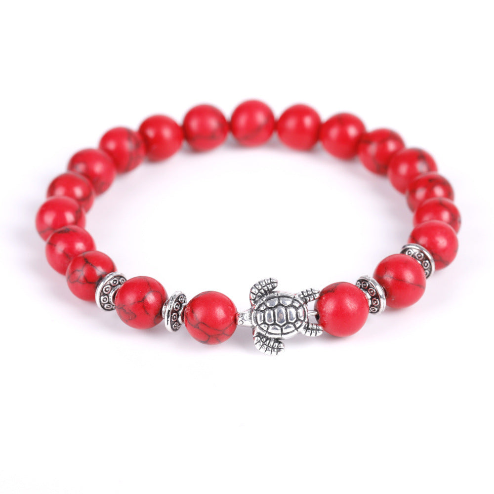 Electroplated Turtle Map Stone India Agate Bracelets