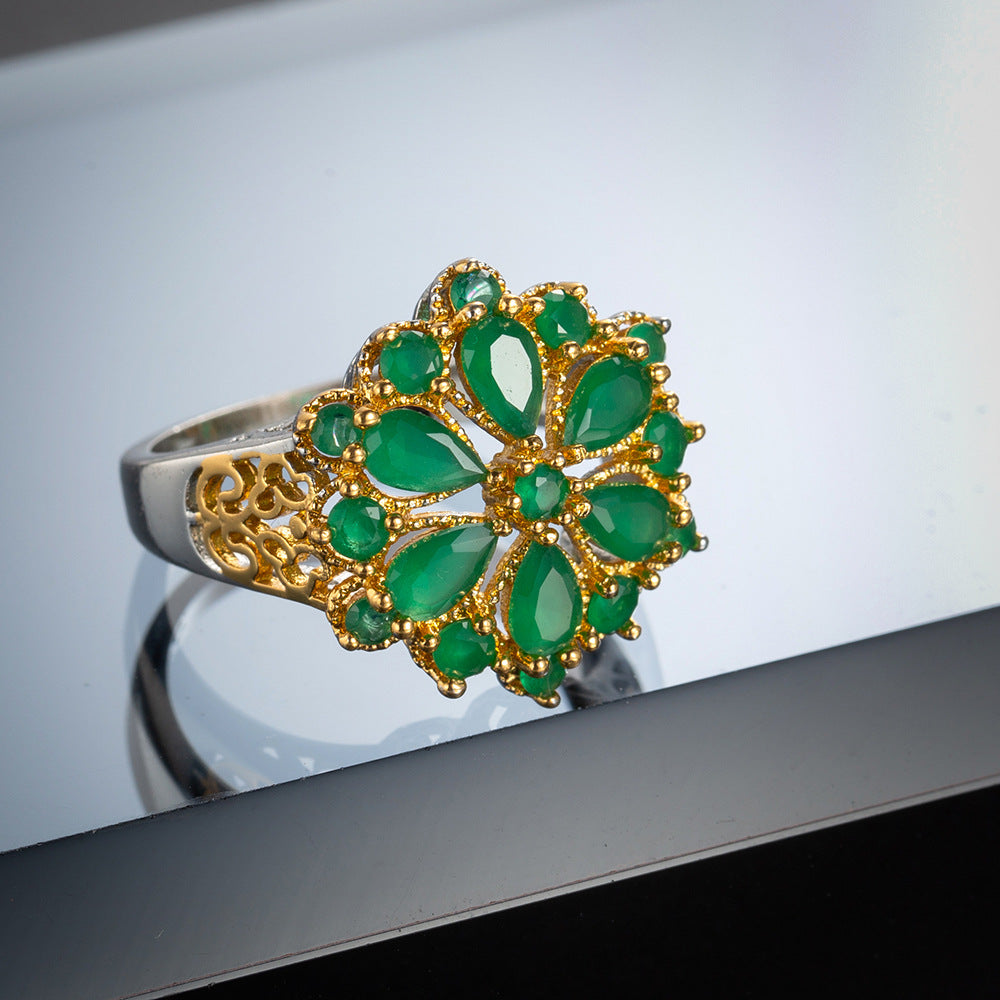 Women's Ornament Creative Fashion Two-color Zircon Wedding Rings