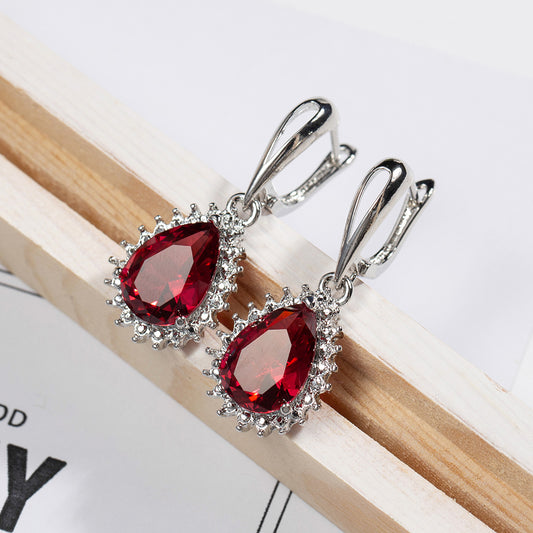 Women's Popular Three-piece Rose Zircon Ornament Ear Earrings