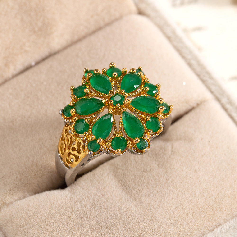 Women's Ornament Creative Fashion Two-color Zircon Wedding Rings