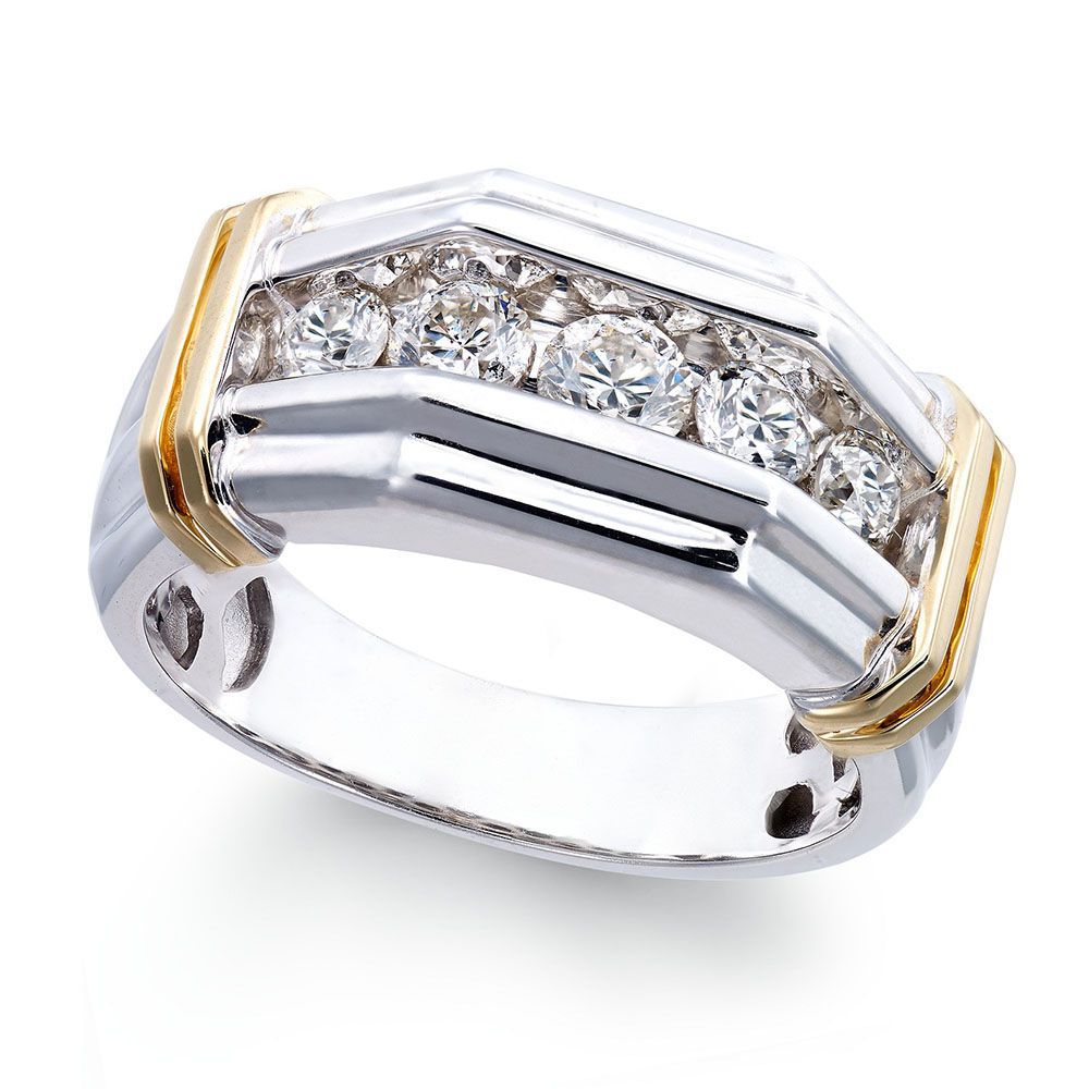 Men's Two-color Electroplated Platinum Zircon Inlaid Ring