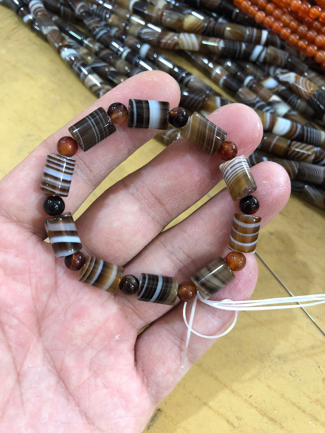 Red Agate Straight Stick Coffee Line Dream Bracelet