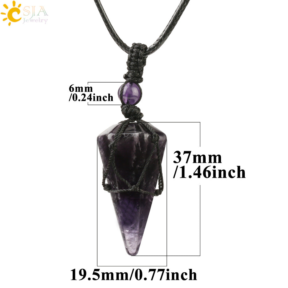 Women's Ornament Hand-woven Hexagonal Prism Stone Accessories Necklaces