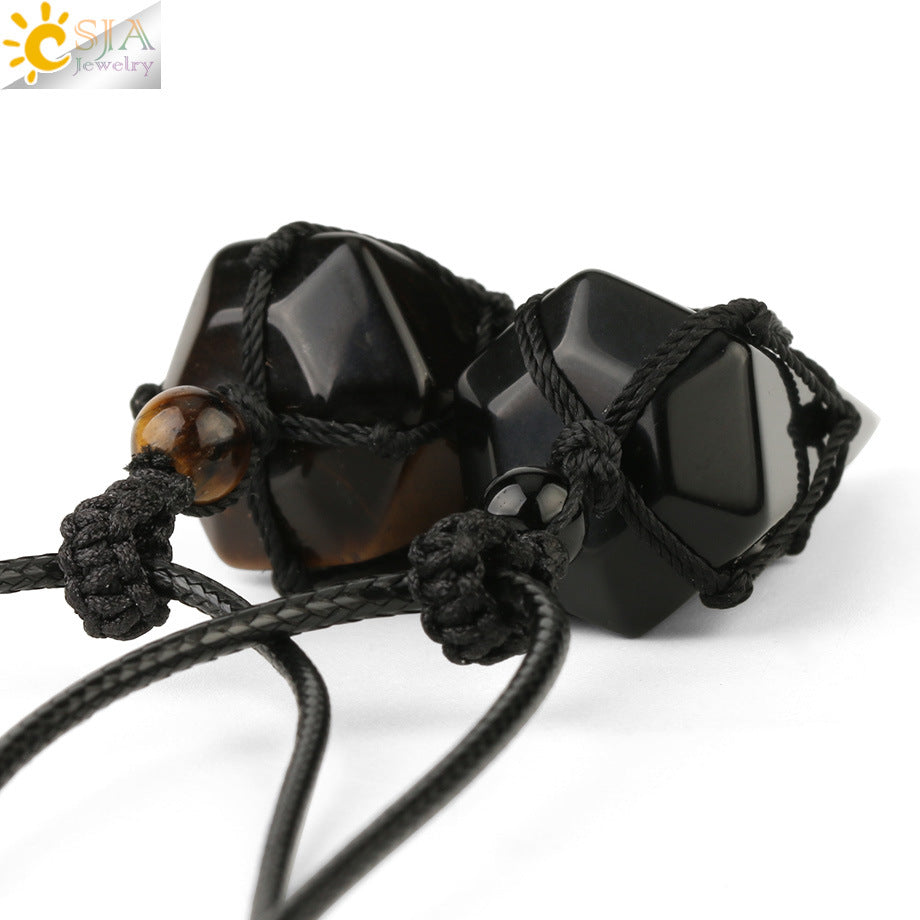 Women's Ornament Hand-woven Hexagonal Prism Stone Accessories Necklaces