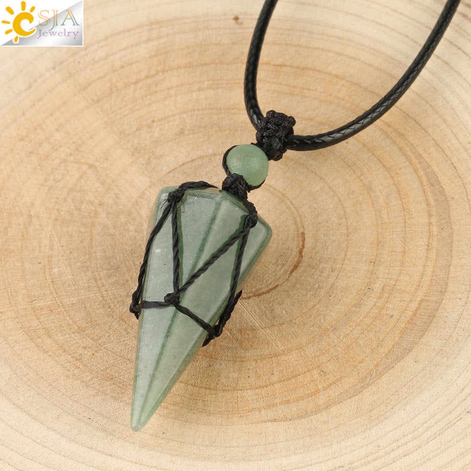 Women's Ornament Hand-woven Hexagonal Prism Stone Accessories Necklaces