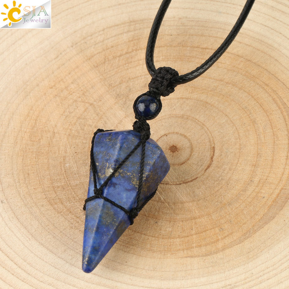 Women's Ornament Hand-woven Hexagonal Prism Stone Accessories Necklaces