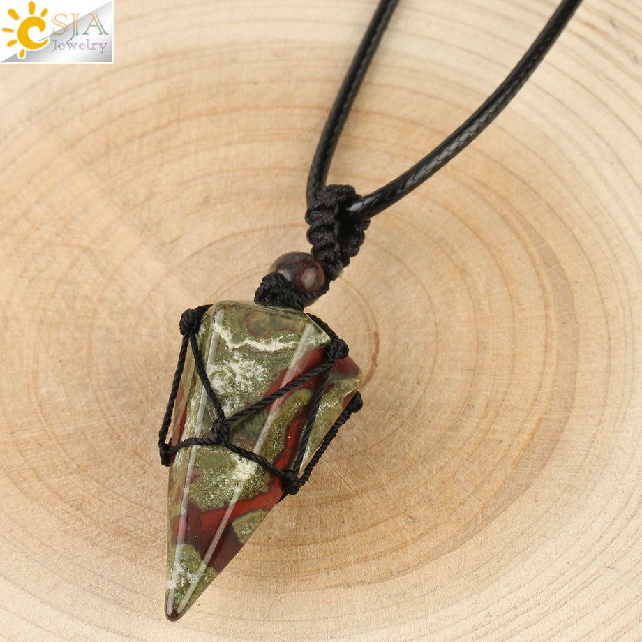 Women's Ornament Hand-woven Hexagonal Prism Stone Accessories Necklaces