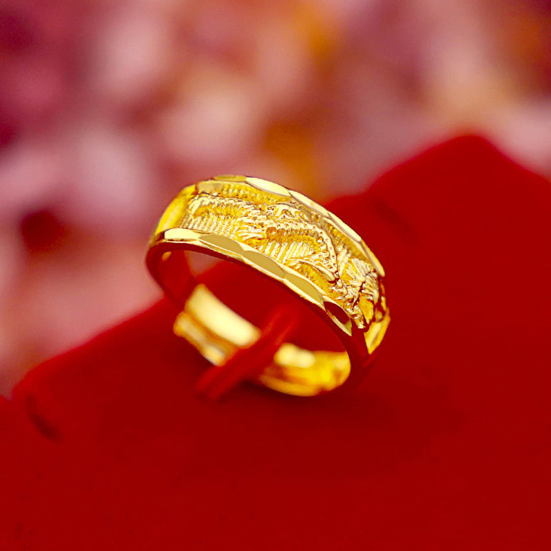 Dragon Phoenix Vietnam Placer Gold Couple Jewelry Plated Prosperity Rings