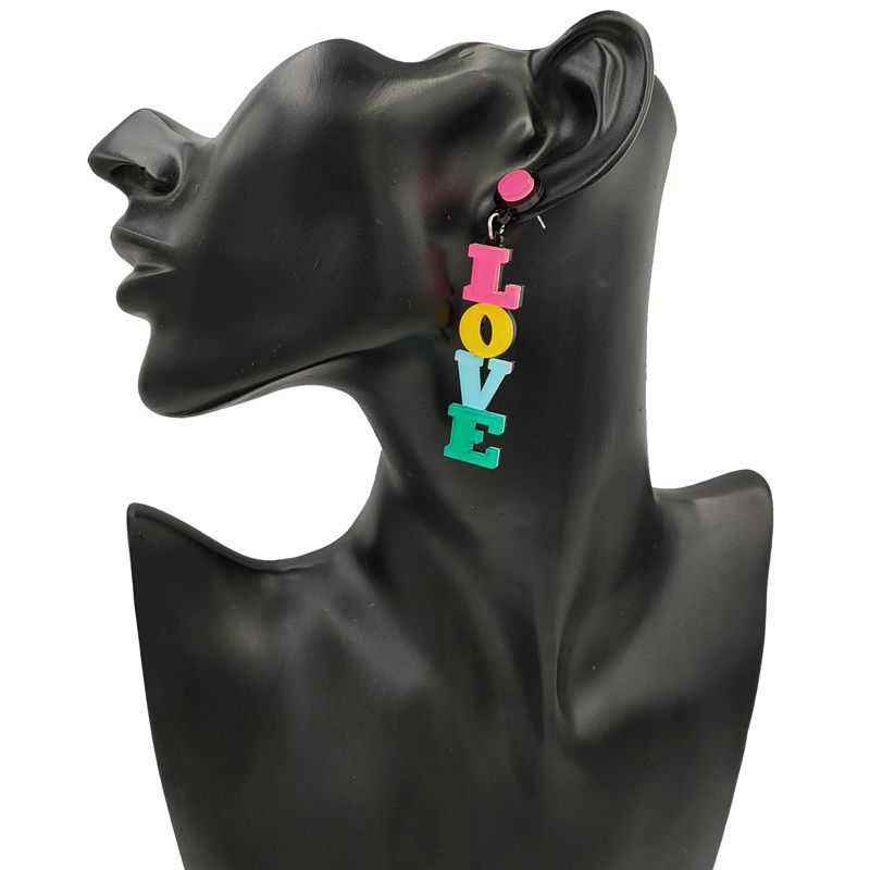Women's Valentine's Day Color Fashion Acrylic Letter Earrings