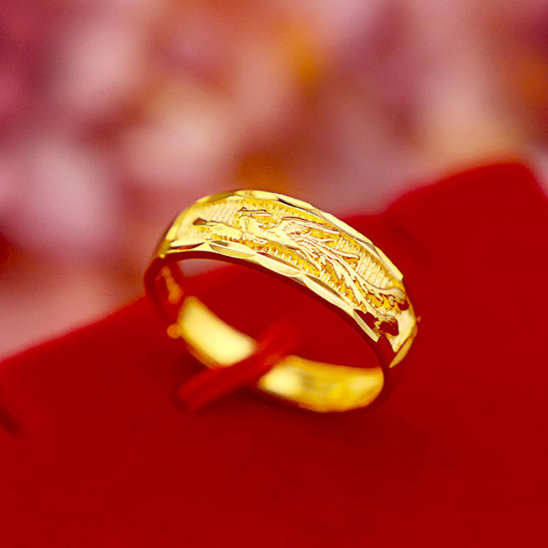 Dragon Phoenix Vietnam Placer Gold Couple Jewelry Plated Prosperity Rings