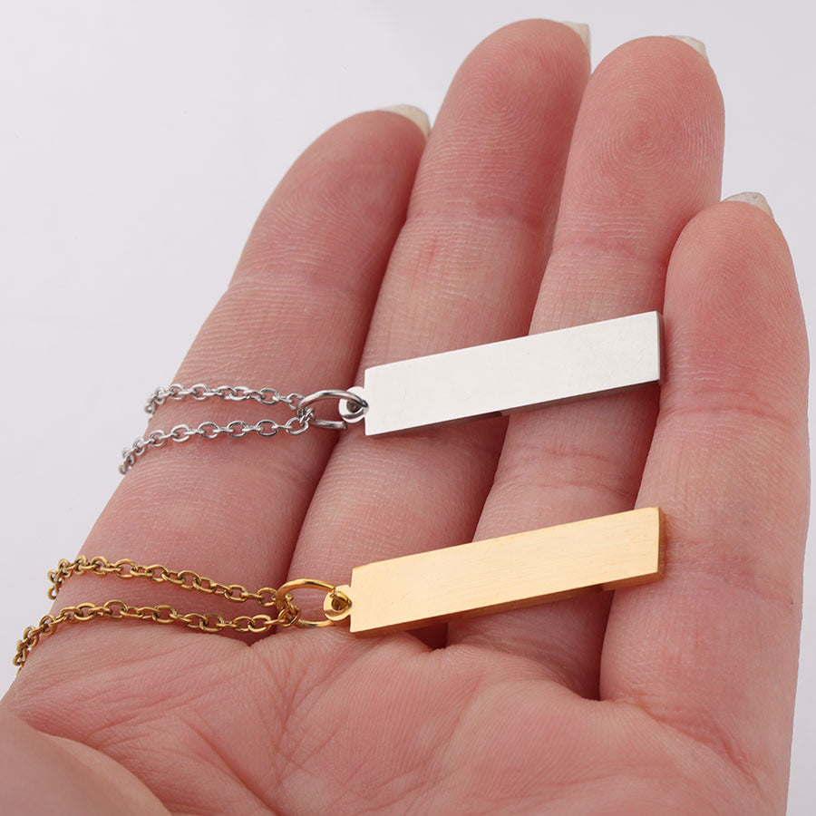 Steel Long Simple Personality Geometry Rectangle Glossy Pendants