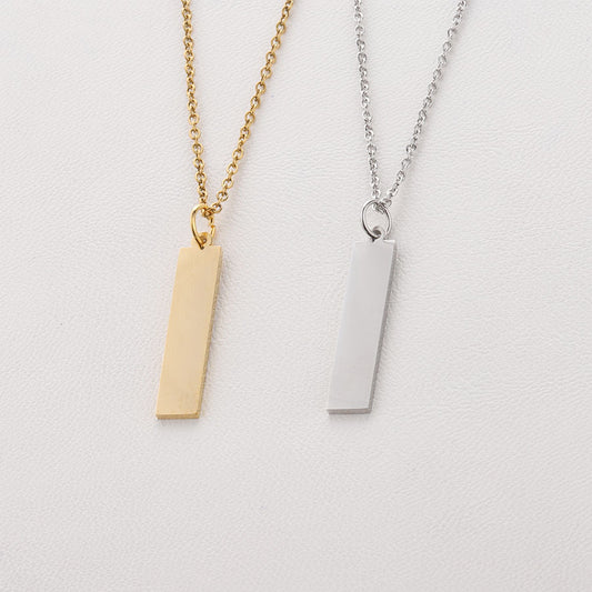 Steel Long Simple Personality Geometry Rectangle Glossy Pendants