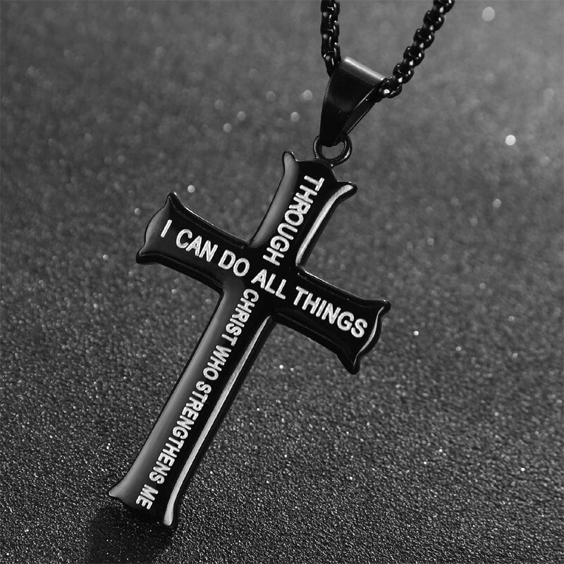 Men's Fashion Cross Personalized Scripture Ornament Letter Necklaces